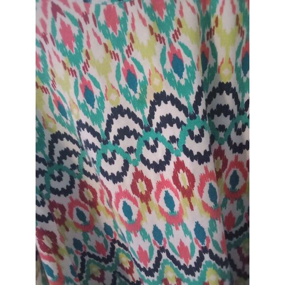 Ruby Rd 2X Top Silver Studded Neckline 3/4 sleeves Aztec Design Multi Colored - Picture 3 of 7